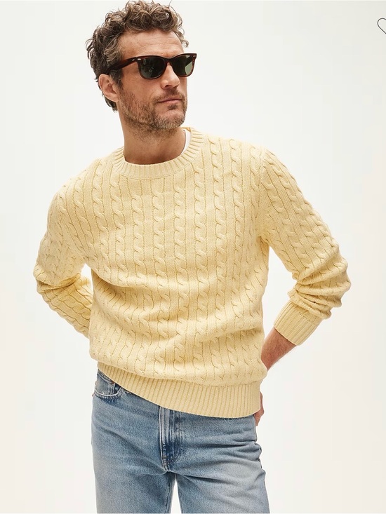 J. Crew Other - NWT JCREW Men's Cable-Knit Crewneck Sweater - Yellow